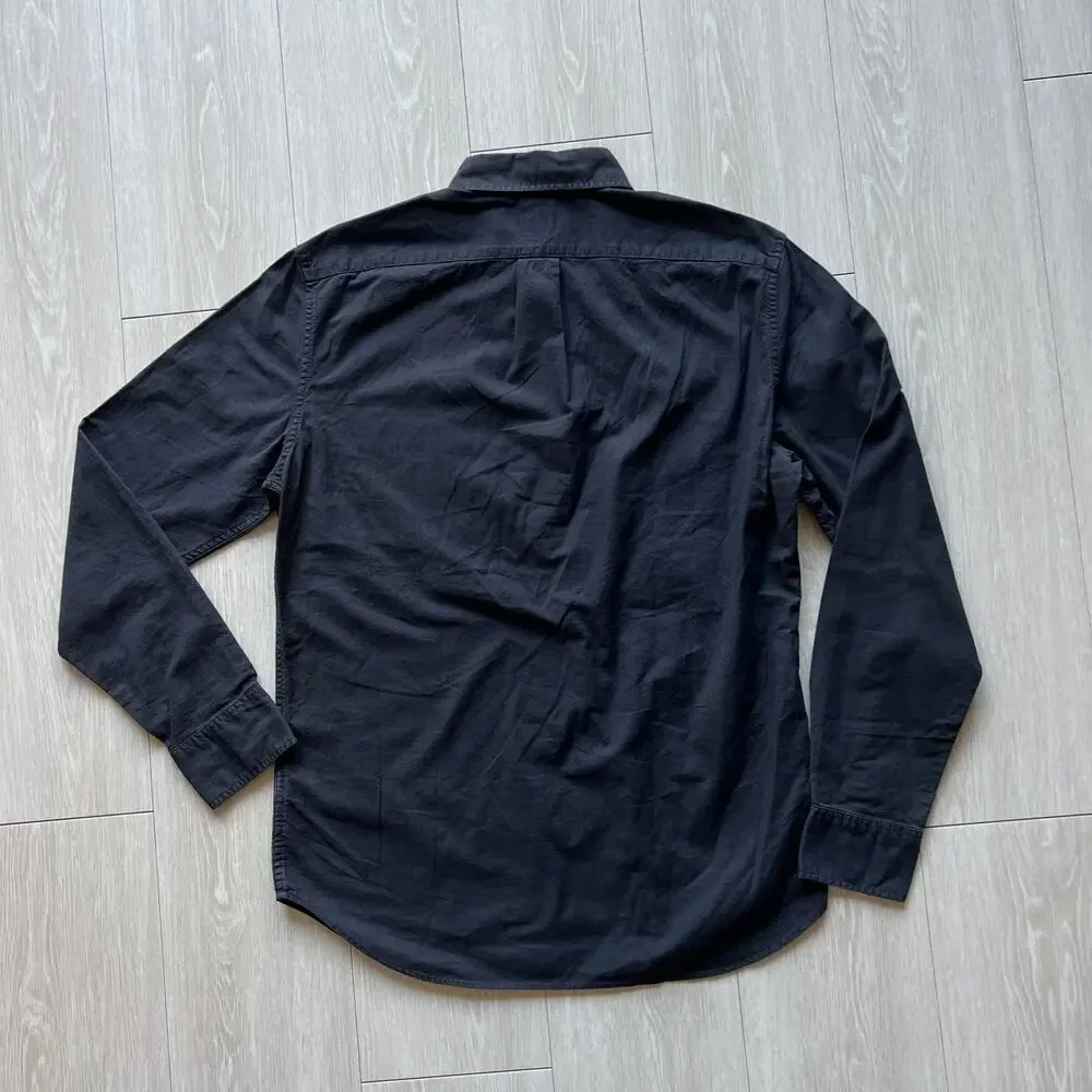 J Crew Garment Dyed Oxford Shirt Mens Slim Medium Black FLAW